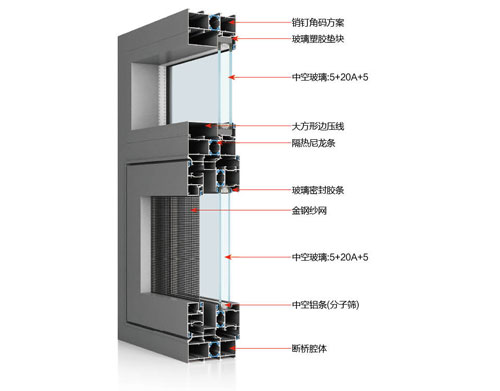 35X90單隱斷橋平開窗