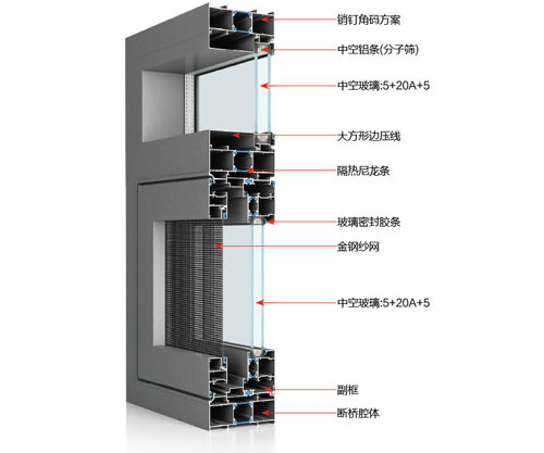 40X108雙隱斷橋平開窗